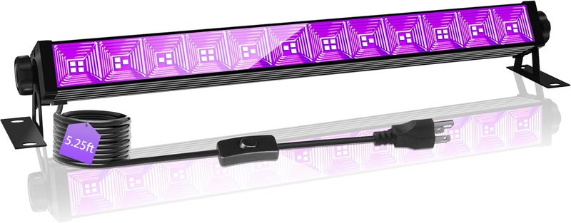 SHGPODA 42W Black Light Bar with 5.25ft Cord and Switch, Light Up 23x23ft, 40 LEDs Blacklights for Glow Party, Halloween Decor, Body Paint, Bedroom, Classroom 1 Pack - Image 1